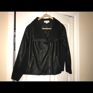 Ava & Viv Rib Knit Faux Leather Moto Jacket
